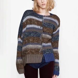 Zadig & Voltaire Jemma Deluxe Asymmetrical Sweater - Blue/Brown Size S